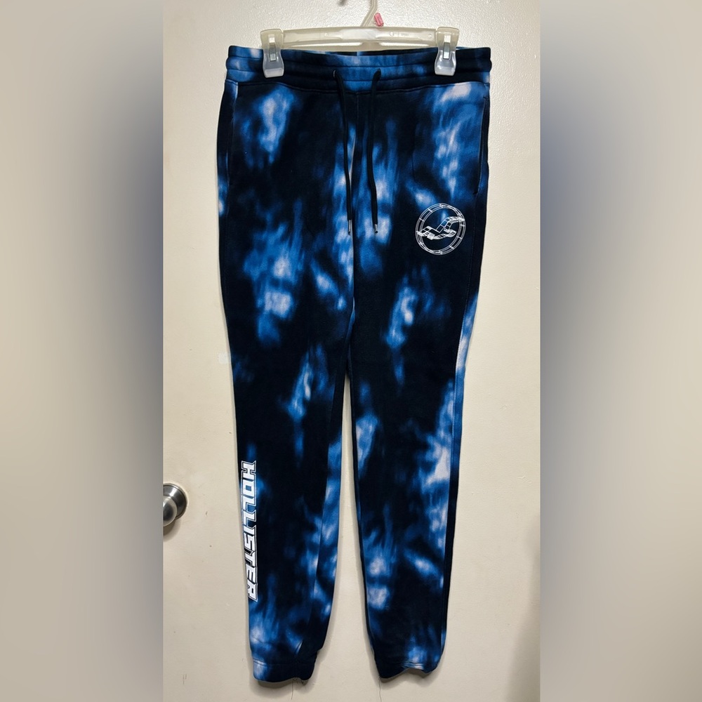 MENS HOLLISTER BLACK&BLUE TIE-DYE JOGGERS